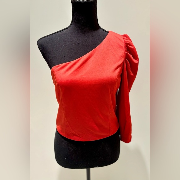 Sugarlips: Red crop top, one shoulder top - Picture 4 of 6
